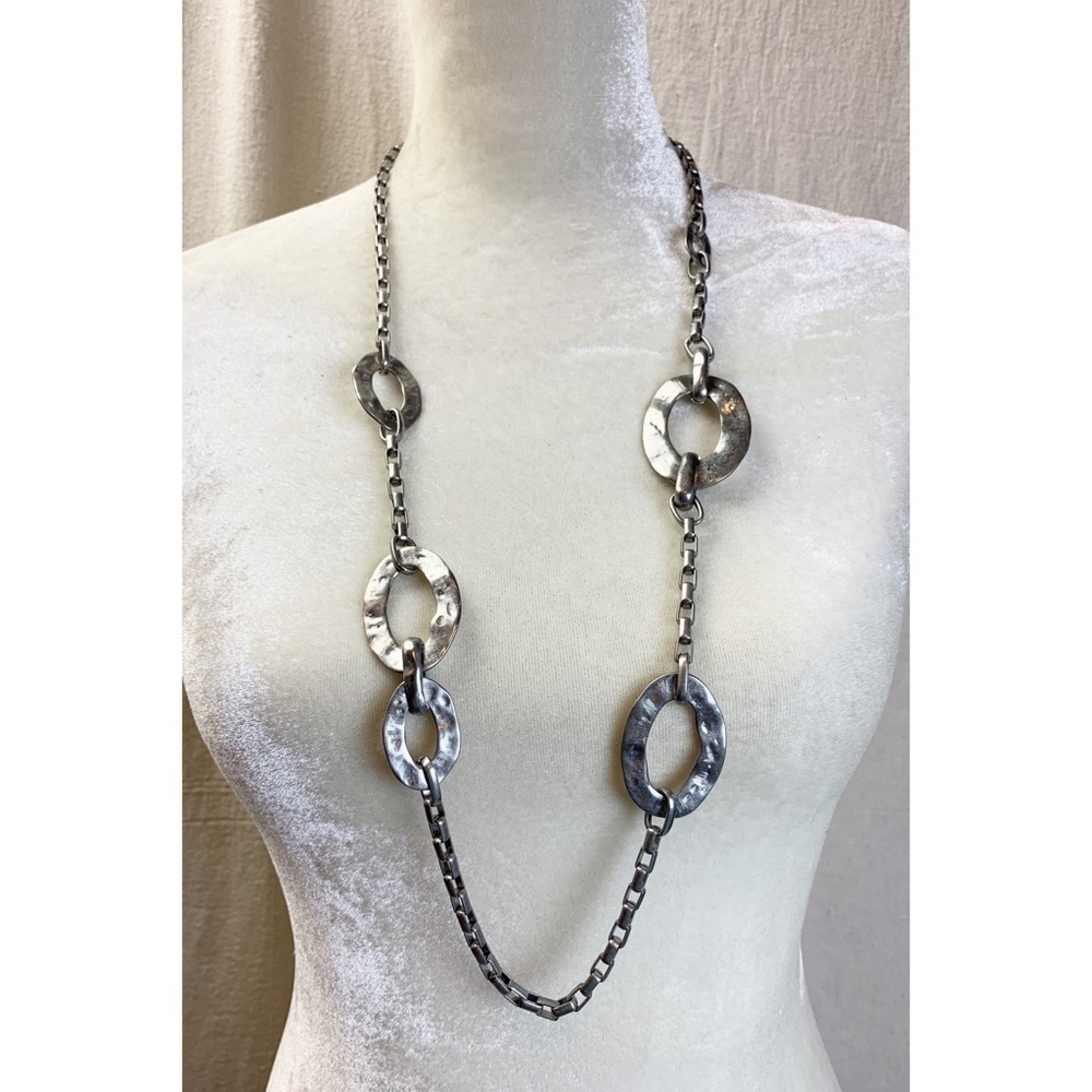 Lane Bryant Silver Tone Hammered Link Necklace